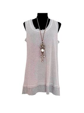 WAFFLE TOP ~ Chic Gray Women’s Sleeveless Waffle Knit Top size L